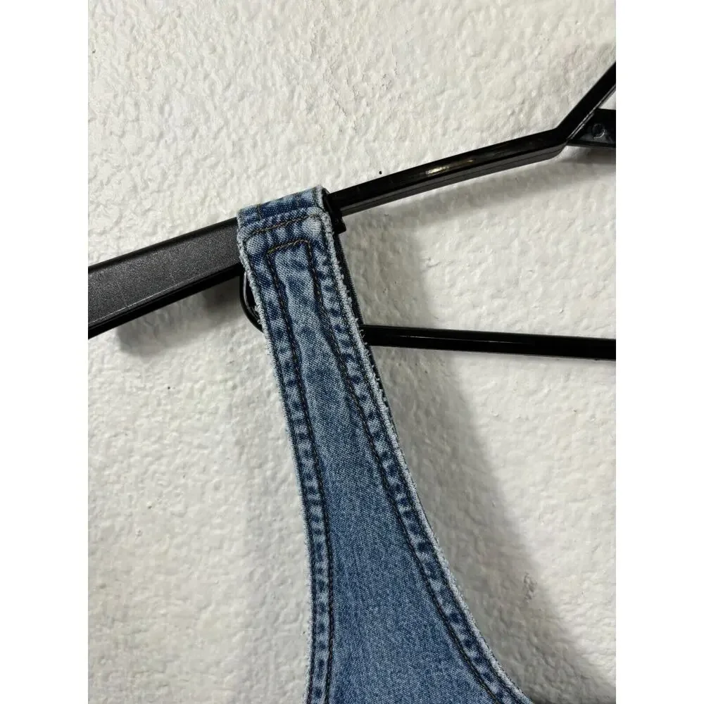 Vintage Distressed Denim Dress Womens‎ 4 Blue Jumper Midi Overall Y2K 90s